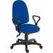 Teknik Office Ergo Trio Blue Fabric Operator chair with 3 lever mechanism and a sturdy nylon base. With standard fixed armrests. 2901BLU/0288