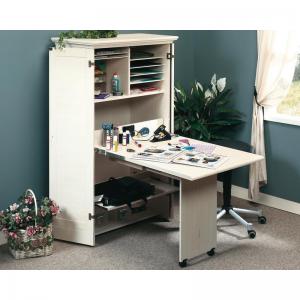Teknik Office Hideaway Office Craft Station Antiqued White Finish