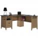 Teknik Office L-Shaped Executive Desk With Dover Oak Finish and Stylish Slate Coloured Desktop