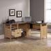 Teknik Office L-Shaped Executive Desk With Dover Oak Finish and Stylish Slate Coloured Desktop