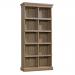 Teknik Office Barrister Home Tall Bookcase in Salt Oak Finish with Ten Cubby Holes and Contrasting Metal Identification Tags