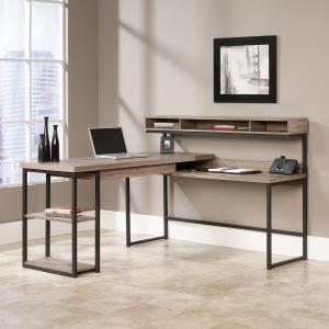 Teknik Office Streamline L-Shaped Executive Desk with Salt Oak Finish