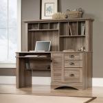 Teknik Office Louvre Hutch Desk in a Salt Oak Finish with Slide Out KeyboardMouse Shelf Multiple Storage Cubbyholes Within Hutch and Filer Drawer 5415109