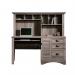 Teknik Office Louvre Hutch Desk in a Salt Oak Finish with Slide Out KeyboardMouse Shelf Multiple Storage Cubbyholes Within Hutch and Filer Drawer 5415109