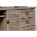 Teknik Office Louvre Hutch Desk in a Salt Oak Finish with Slide Out Keyboard/Mouse Shelf Multiple Storage Cubbyholes Within Hutch and Filer Drawer