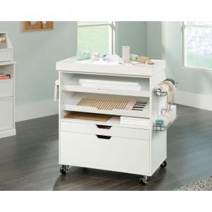 Teknik Office Craft Cart in a White Finish with spacious slide out top