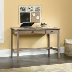 Teknik Office Salt Oak Effect Home Office Console Style Study Desk With Two Stationery Drawers