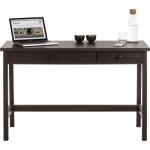 Teknik Office Rum Walnut Effect Home Office Console Style Study Desk With Two Stationery Drawers