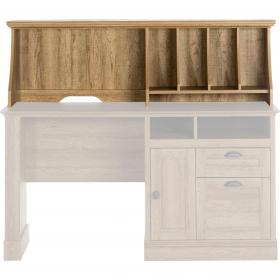 Teknik Office Hutch Option For Scribed Oak Storage Desk Complete With Stylish Scooped Stationery Dividers And Cable Access