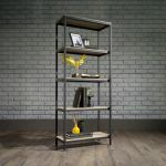 Teknik Office Industrial Style 4 Shelf Bookcase Durable Black Metal Frame Charter Oak Effect Generously Sized Shelves 5420277