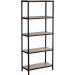Teknik Office Industrial Style 4 Shelf Bookcase Durable Black Metal Frame Charter Oak Effect Generously Sized Shelves 5420277