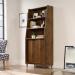 Teknik Office Hampstead Park Wide Bookcase Grand Walnut Effect Finish Two Fixed Display Shelves One Adjustable Shelf Sliding Doors and Sturdy Wooden F 5420282