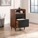 Teknik Office Hampstead Storage Stand with Grand Walnut Effect Finish Storage Shelf Two Easy Glide File drawers and Sturdy Wooden Feet