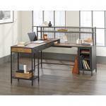 Teknik Office Boulevard L Shaped Desk Black Finish Contrasting Vintage Oak Accent Effect 5420650