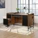 Teknik Office Hampstead Desk Grand Walnut Effect Finish Spacious Work Area Two drawers with Full Extension Slides and Powdercoated Contrasting Metal B