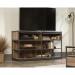 Teknik Office Barrister Home TV Stand Credenza Salt Oak finish for TV up to 31kg Glass Doors and Metal Frame 5421458