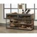 Teknik Office Barrister Home TV Stand Credenza Salt Oak finish for TV up to 31kg Glass Doors and Metal Frame 5421458