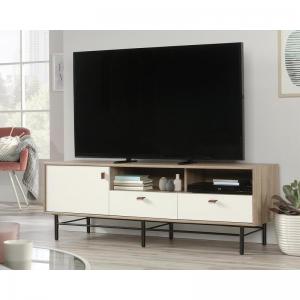 Photos - Mount/Stand Teknik Office Avon Leather TV StandCredenza Sky Oak White accents for 