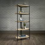 Teknik Office Industrial Style Chunky 4 Shelf Bookcase with Durable Black Metal Frame Charter Oak Effect and Generously Sized Shelves 5422095