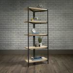 Teknik Office Industrial Style Chunky 4 Shelf Bookcase with Durable Black Metal Frame Charter Oak Effect and Generously Sized Shelves