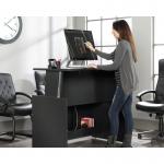 Teknik Office Vertex Sit Stand Desk Bourbon Oak  and Soft Black Accents