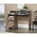 Teknik Office Farmhouse Desk with Salt Oak Finish and Rosso Slate accents two storage drawers and cubbyhole storage
