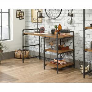 Photos - Office Desk Teknik Office Iron Foundry Desk with Checked Oak effect finish 