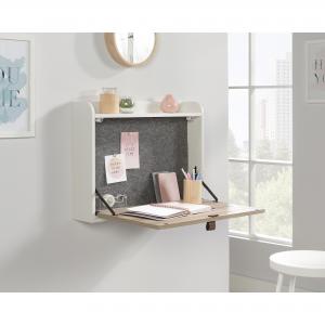 Photos - Office Desk Teknik Office Avon Leather Handled Wall Desk White with Sky Oak Accent 