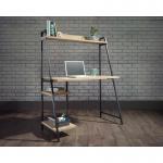 Teknik Office Industrial Style Bench with elevated Shelf has a durable black metal frame and charter oak effect desktop, also includes two lower match 5424933