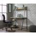 Teknik Office Industrial Style Bench with elevated Shelf has a durable black metal frame and charter oak effect desktop, also includes two lower match 5424933