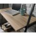 Teknik Office Industrial Style Bench with elevated Shelf has a durable black metal frame and charter oak effect desktop, also includes two lower match 5424933