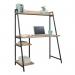 Teknik Office Industrial Style Bench with elevated Shelf has a durable black metal frame and charter oak effect desktop, also includes two lower match 5424933