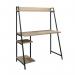 Teknik Office Industrial Style Bench with elevated Shelf has a durable black metal frame and charter oak effect desktop, also includes two lower match 5424933