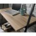 Teknik Office Industrial Style Bench with elevated Shelf has a durable black metal frame and charter oak effect desktop, also includes two lower match