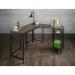 Teknik Office Industrial Style L-Shaped Executive Desk in Smoked Oak finish and durable black metal frame 5425077