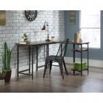 Teknik Office Industrial Style L-Shaped Executive Desk in Smoked Oak finish and durable black metal frame