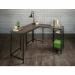 Teknik Office Industrial Style L-Shaped Executive Desk in Smoked Oak finish and durable black metal frame