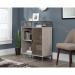 Teknik Office City Centre Cabinet with Sliding Door in Champagne Oak Finish with contrasting durable satin taupe metal feet two adjustable shelves and 5425655