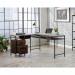 Teknik Office Market L-Shaped Executive Desk Rich Walnut and Slate Grey accents 5425767