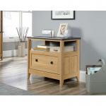 Teknik Office Home Study Lateral Filer in Dover Oak Finish with filing drawer and Slate accent