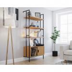 Teknik Office Hythe Wall Mounted 4 Shelf Bookcase with Doors Serene Walnut Finish  5426436