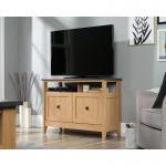 Teknik Office Home Study TV Stand/Sideboard in Dover Oak Finish and Slate accent which accommodates up to a 50&rdquo; TV and has adjustable shelving behind 
