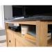 Teknik Office Home Study TV Stand/Sideboard in Dover Oak Finish and Slate accent which accommodates up to a 50” TV and has adjustable shelving behind 