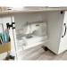 Teknik Office Sewing Craft Cart Soft White Finish with Lintel Oak Accents 2 large double doors 2 adjustable shelves behind smaller doors 5426934