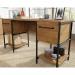 Teknik Office Iron Foundry Double Pedestal Desk Checked Oak and Textured Powder Coated Metal Framework 5427134