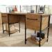 Teknik Office Iron Foundry Double Pedestal Desk Checked Oak and Textured Powder Coated Metal Framework