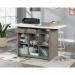 Teknik Office Craft Work Table Island in a Mystic Oak Finish with white accent desktop 5427456