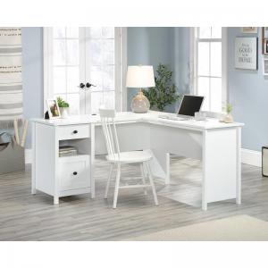 Teknik Office White Home Study L-Shaped desk with large desktop and