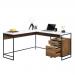 Teknik Office Moderna L-Shaped desk Sindoori Mango and White Accents
