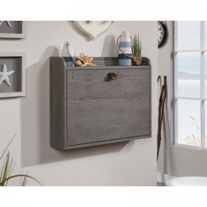 Teknik Office Avon Leather Handled Wall Desk Mystic Oak space saving